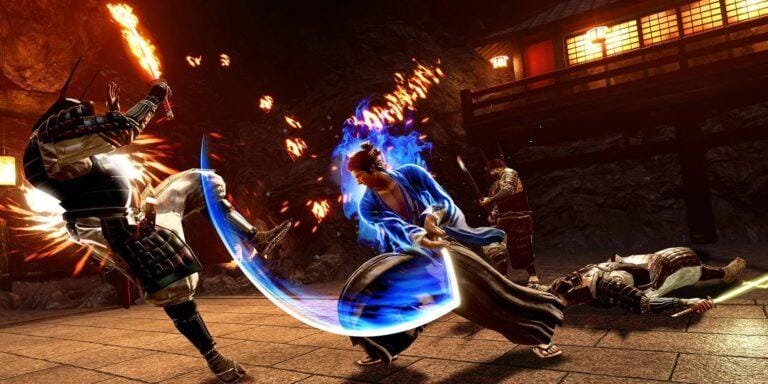 Like a Dragon: Ishin Ryoma Fighting Samurai Enemies Using Swordsman Fighting Style