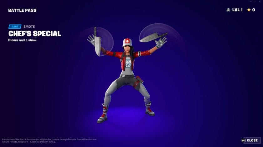 Fortnite Chapter 4 Season 2 Battle Pass Chef's Special Emote