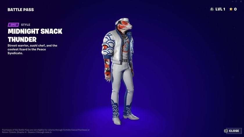 Fortnite Chapter 4 Season 2 Battle Pass Midnight Snack Thunder Outfit Style