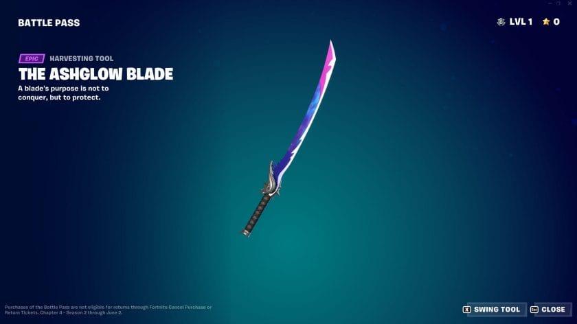 Fortnite Chapter 4 Season 2 Battle Pass The Ashglow Blade Harvesting Tool
