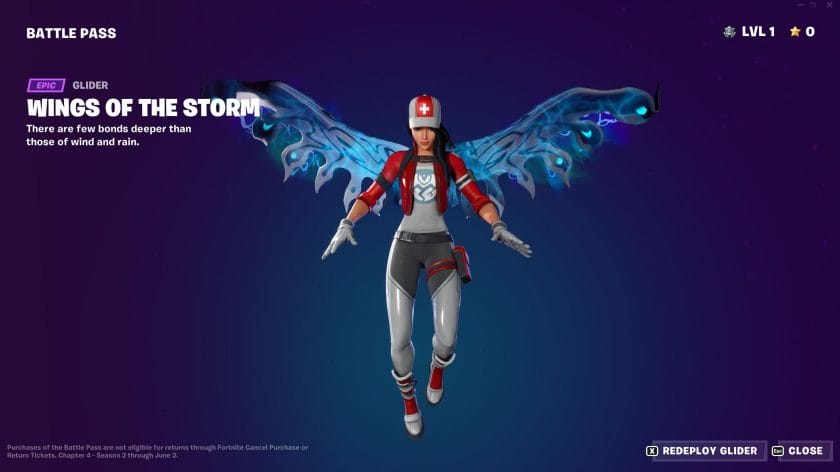 Fortnite Chapter 4 Season 2 Battle Pass Wings Of The Storm Glider