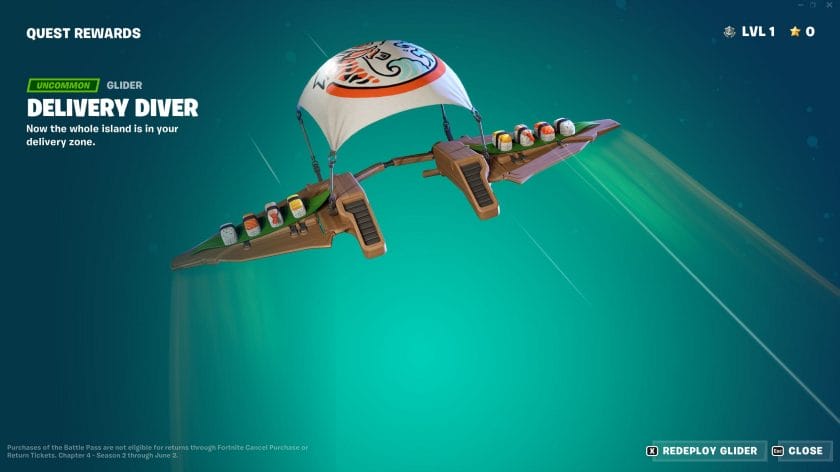 Fortnite Chapter 4 Season 2 Battle Pass Delivery Diver Glider