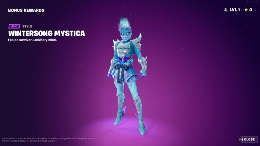 Fortnite Chapter 4 Season 2 Battle Pass Wintersong Mystica Outfit Style