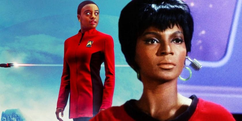 Celia Rose Gooding and Nichelle Nichols as Uhura in Star Trek