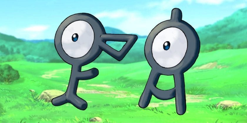 Image of two unidentified Pokemon in a field