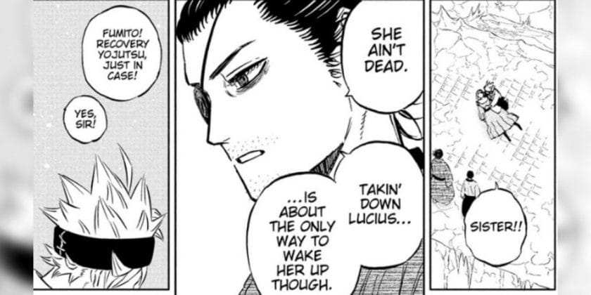 Ryu says that Lily won't wake up until Lucius Zogratis is defeated in Black Clover episode 350