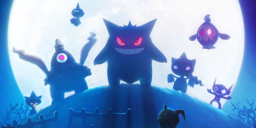 Spooky Pokemon standing in the mountains in the Pokemon GO loading=