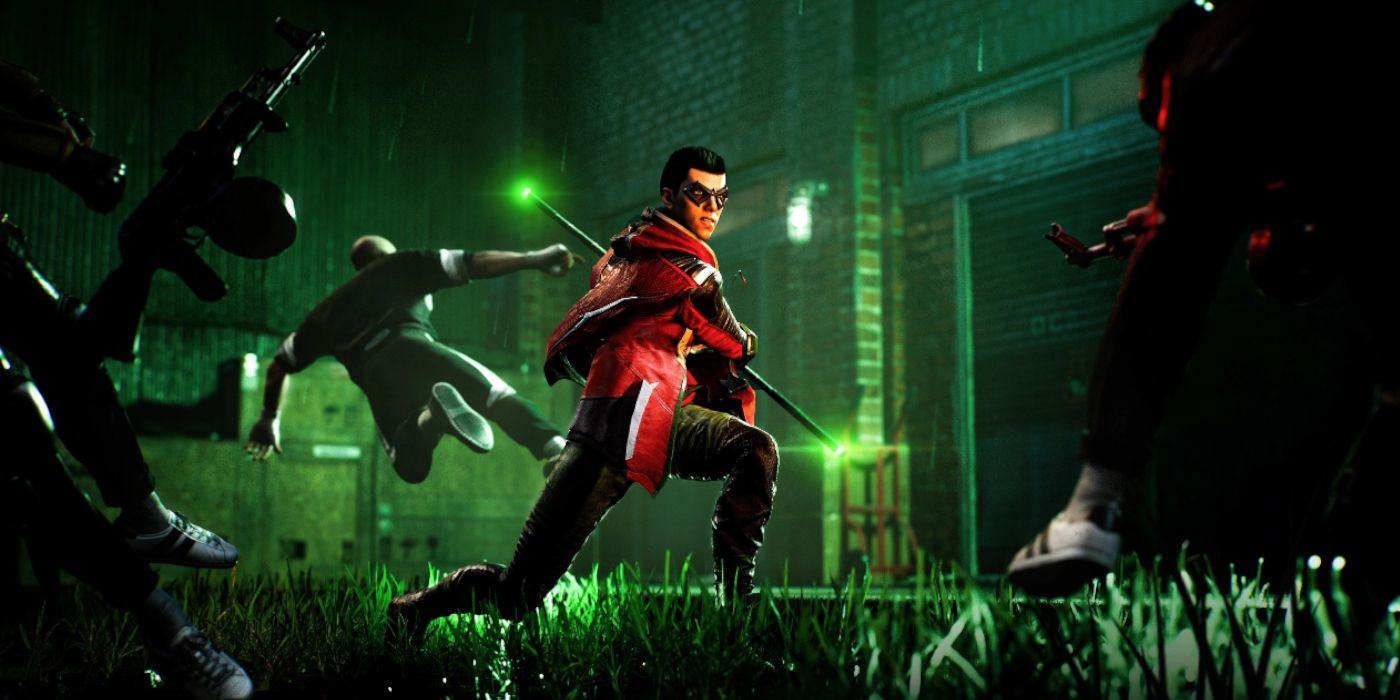 Robin Fighting Enemies During a Premeditated Crime in Gotham Knights