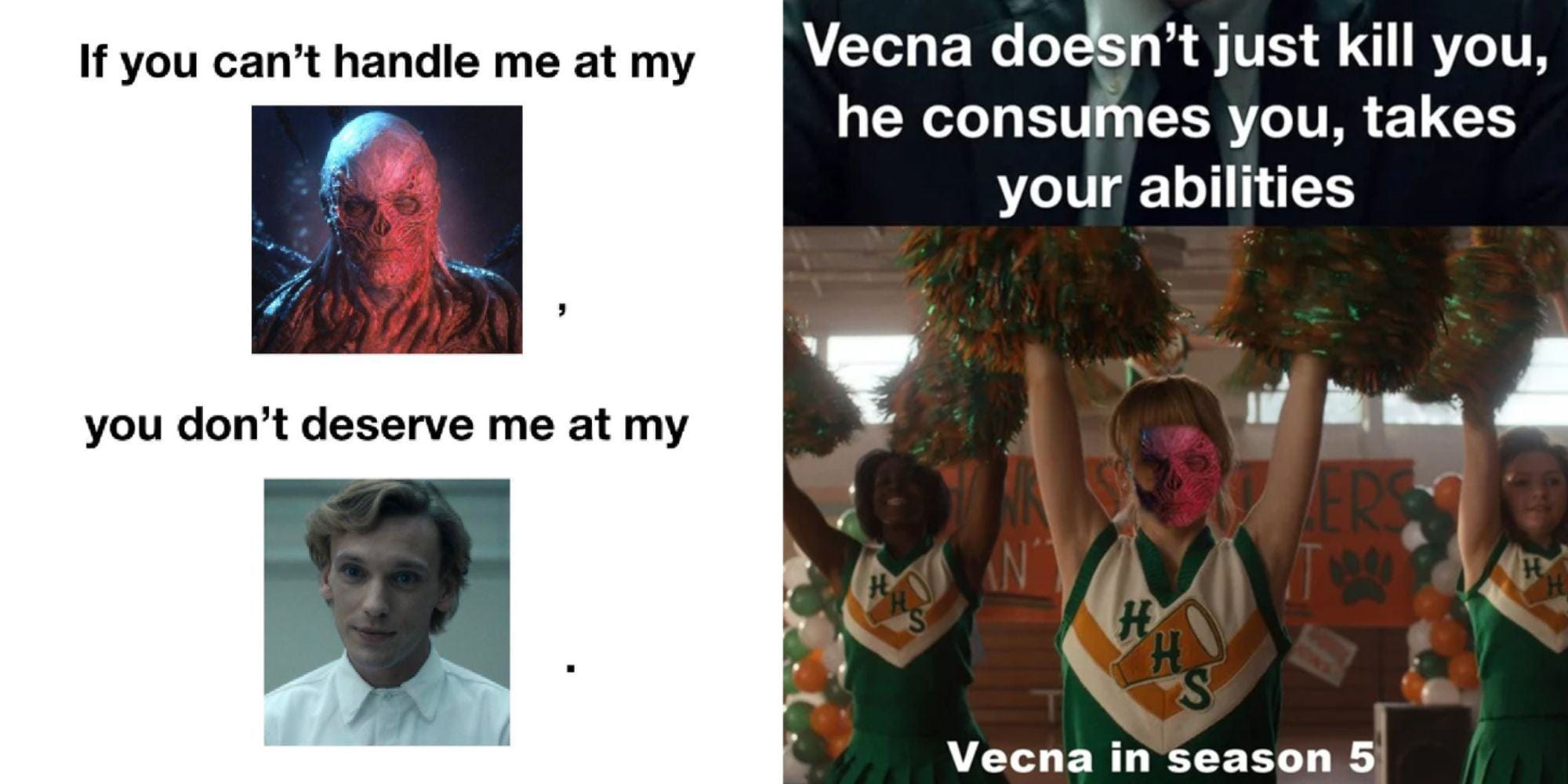 Split image of Stranger Things Vecna memes