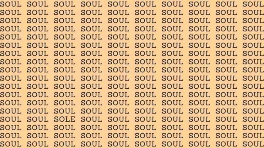Observation Skill Test: If you have Eagle Eyes find the word Sole among Soul in 9 Secs