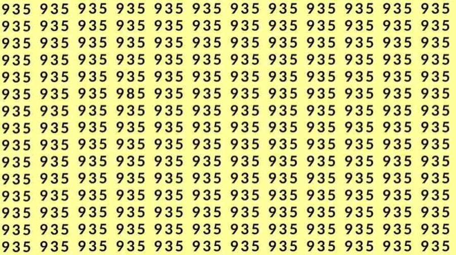 Optical Illusion: If you have hawk eyes find 985 among 935 in 10 Seconds?