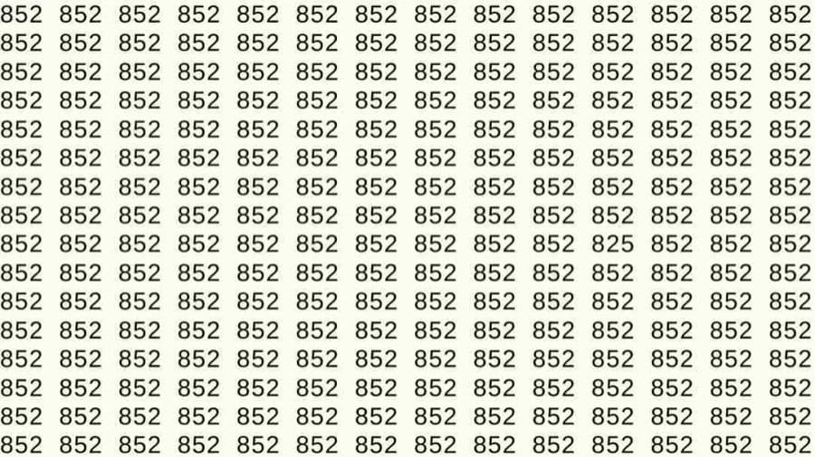 Optical Illusion Test: If you have Eagle Eyes Find the number 825 among 852 in 10 Seconds?