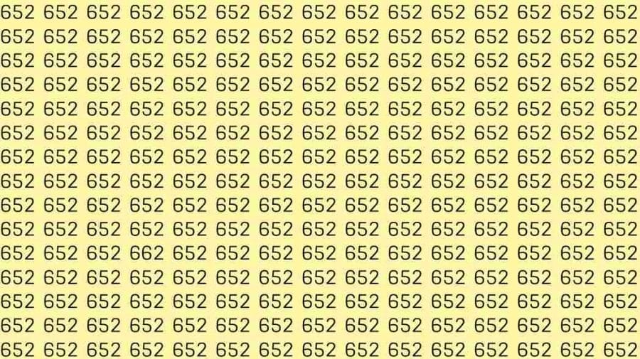 Optical Illusion Test: If you have Eagle Eyes find the number 662 among 652 in 10 Seconds?