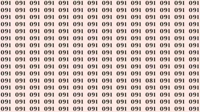 Optical Illusion: If you have Sharp Eyes find the number 081 among 091 in 7 Seconds?