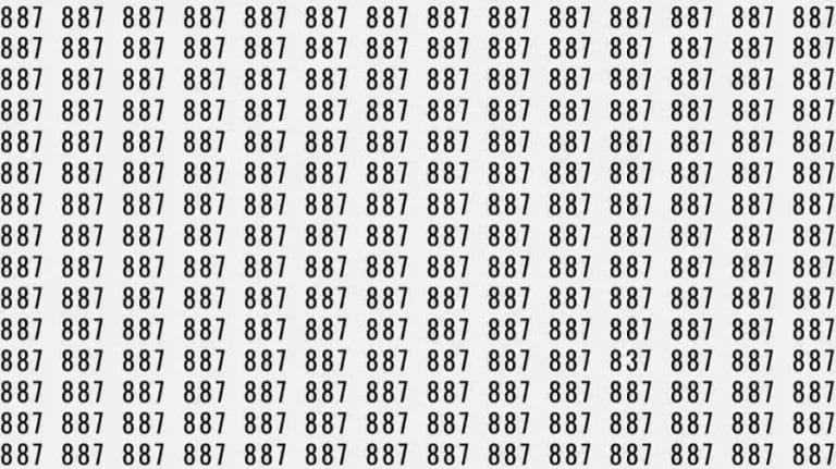 Optical Illusion Brain Test: If you have Hawk Eyes find the number 837 among 887 in 9 Seconds?