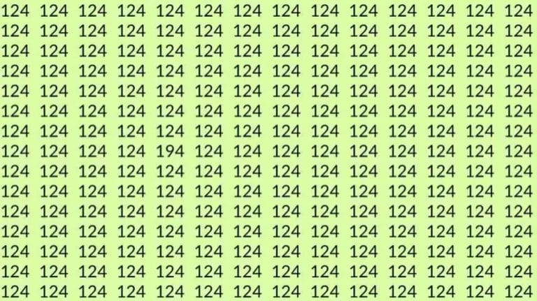 Optical Illusion Challenge: If you have Sharp Eyes Find the number 194 among 124 in 8 Seconds?