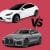 A Model 3 vs BMW i4 M50 in a mashup photo