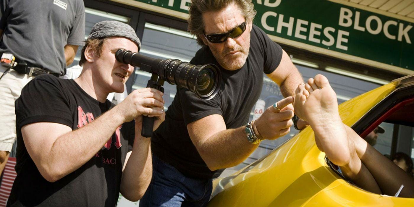 Quentin Tarantino directing on set of Death Proof