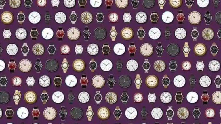 You need a calm mind to find the engagement ring hidden among the clocks in this optical illusion in five seconds