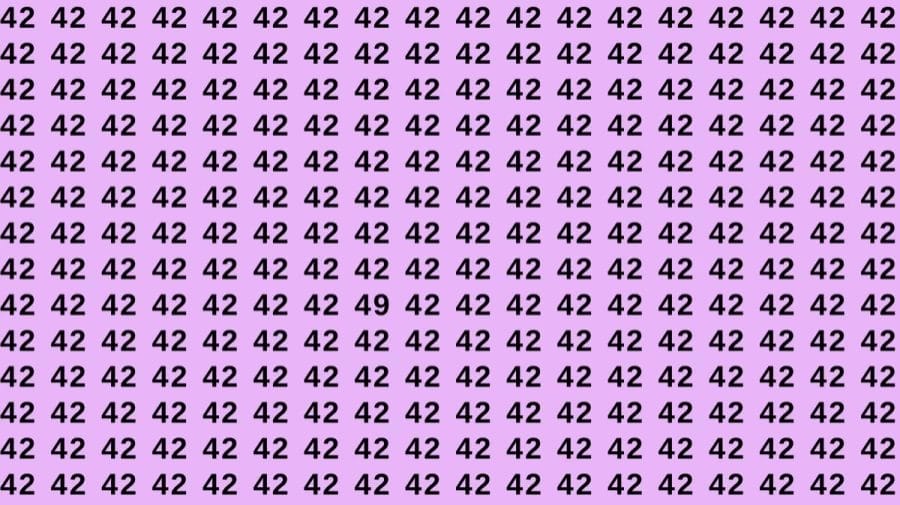Observation Skills Test: If you have Sharp Eyes Find the number 49 among 42 in 12 Seconds?