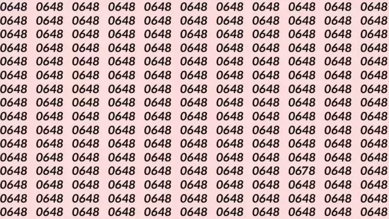 Optical Illusion Brain Test: If you have Sharp Eyes Find the number 0678 among 0648 in 7 Seconds?