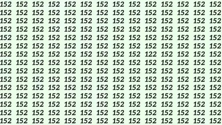 Optical Illusion Challenge: If you have Sharp Eyes Find the number 122 among 152 in 8 Seconds?