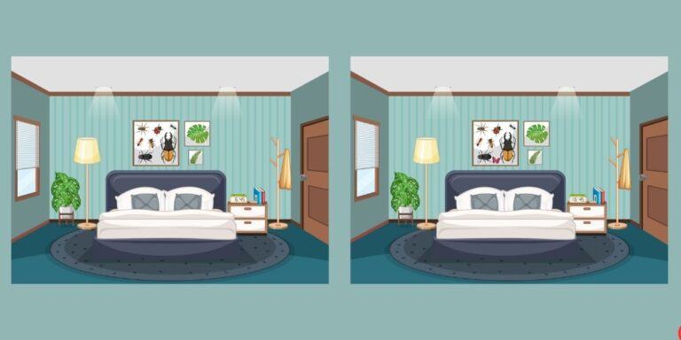 Spot the difference: Can you spot the 3 differences in this bedroom in 15 seconds? Only genius eyes can do it!