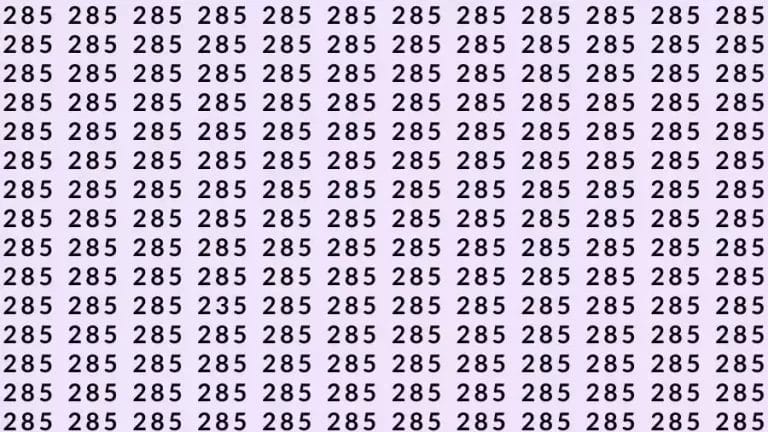 Observation Skills Test: If you have Eagle Eyes Find the number 235 among 285 in 9 Seconds?