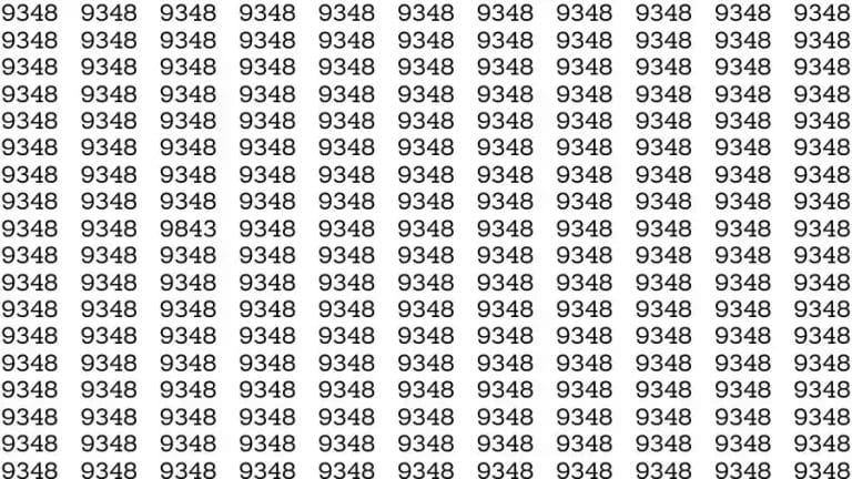 Optical Illusion Brain Test: If you have Sharp Eyes Find the number 9843 among 9348 in 12 Seconds?