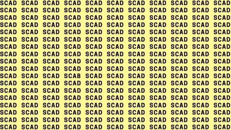 Optical Illusion Brain Challenge: If you have Hawk Eyes find the Word Scab among Scad in 12 Secs