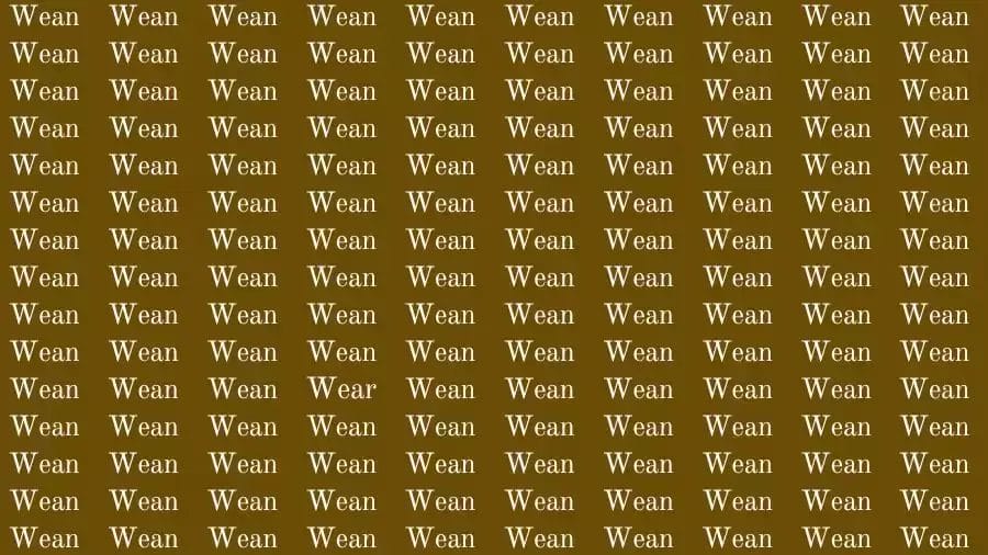 Optical Illusion Brain Challenge: If you have Sharp Eyes find the Word Wear among Wean in 10 Secs