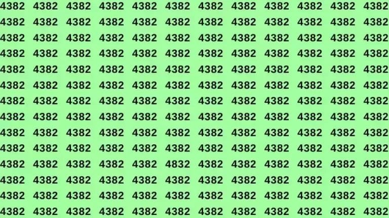 Optical Illusion Brain Challenge: If you have Eagle Eyes Find the number 4832 among 4382 in 12 Seconds?
