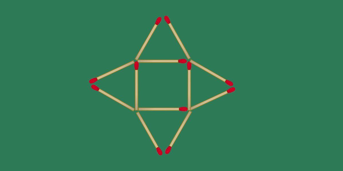 Brain teaser: Test your IQ – Make 3 squares and a triangle by moving 6 matches!