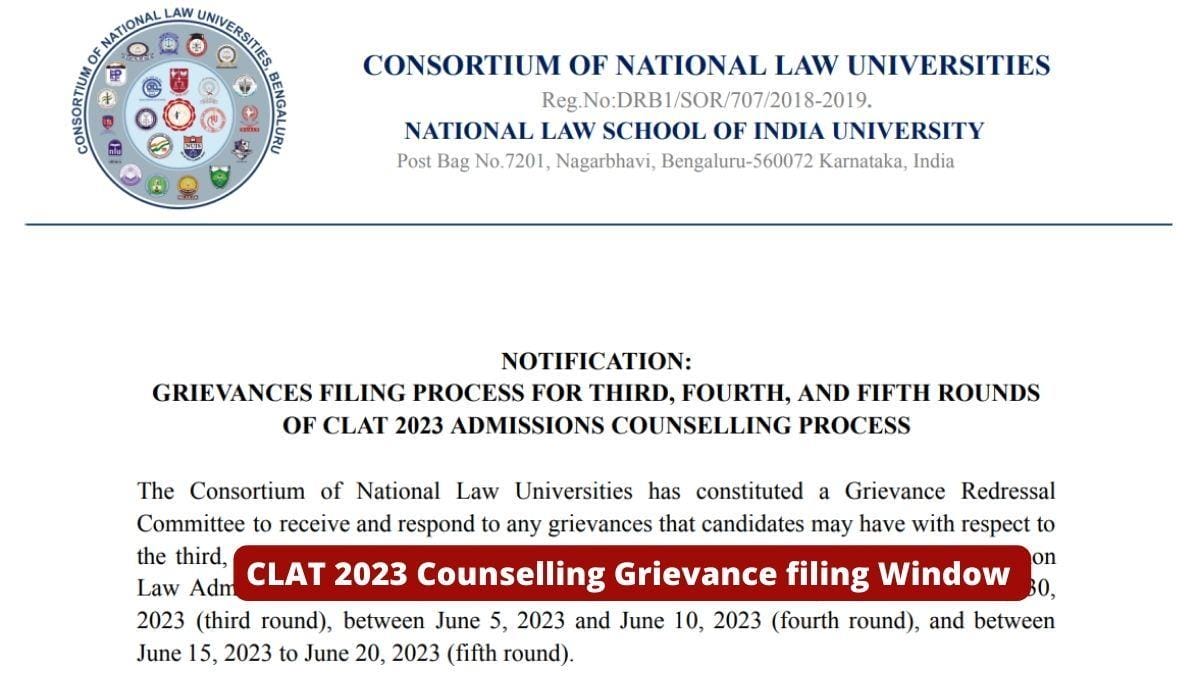 CLAT 2023 Counselling Grievance filing Window
