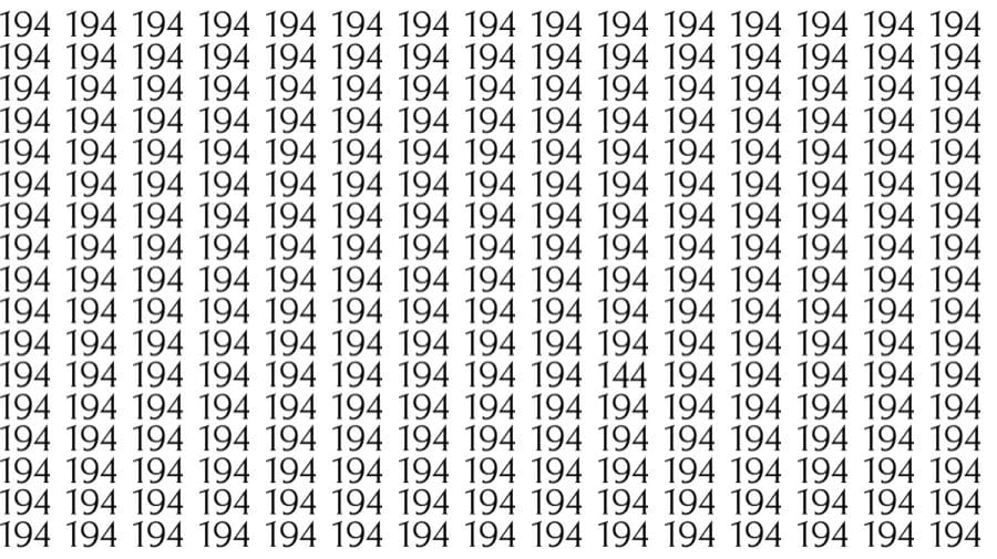 Can You Spot 144 among 194 in 10 Seconds? Explanation and Solution to the Optical Illusion