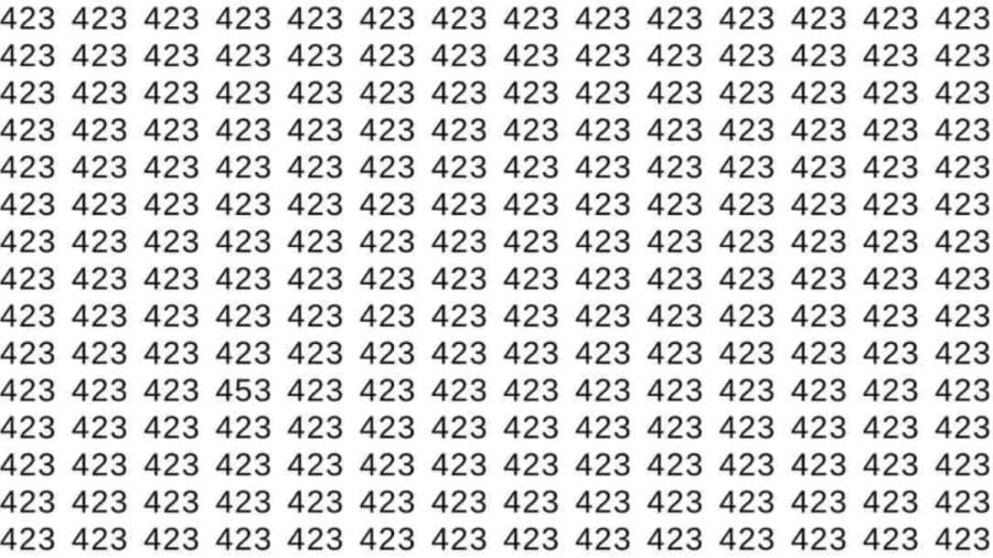 Optical Illusion Test: If you have Sharp Eyes Find the number 453 among 423 in 8 Seconds.