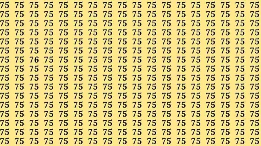 Optical Illusion Challenge: If you have Hawk Eyes find the number 76 among 75 in 7 Seconds
