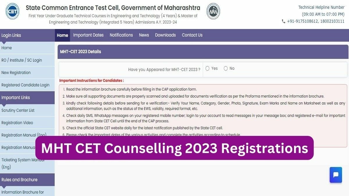 MHT CET Counselling 2023