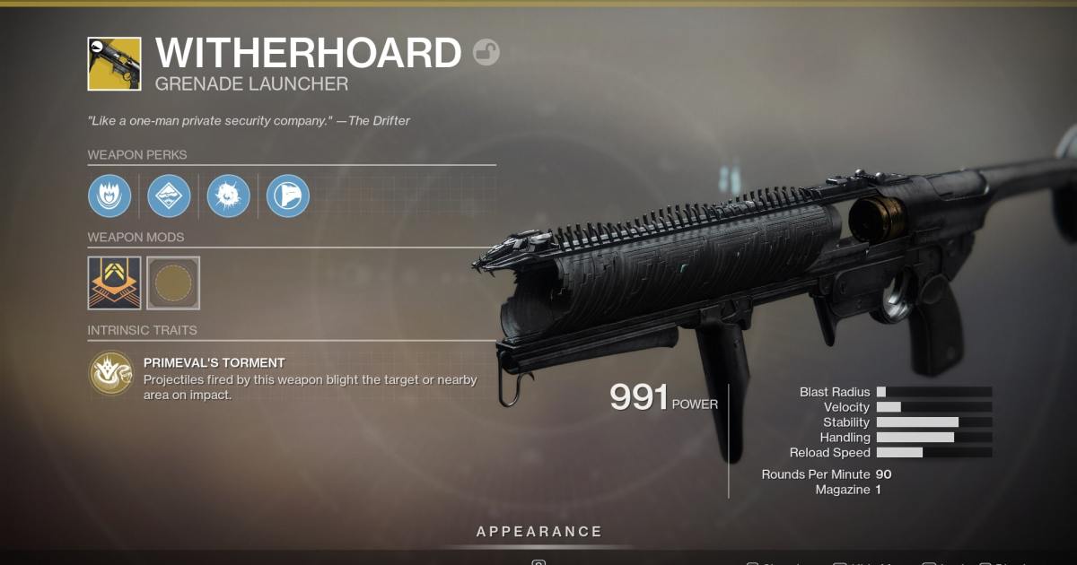 How to get Destiny 2’s new Witherhoard exotic weapon, and its catalyst