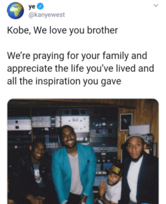 Kanye West Reacts To Death Of Kobe Bryant