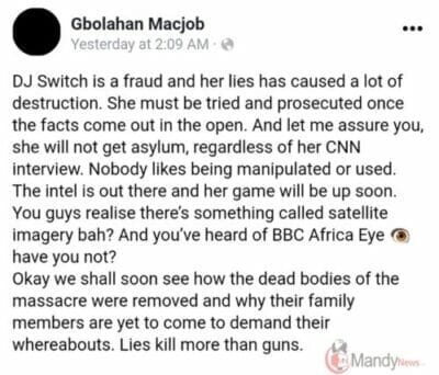 Lekki Shootings: ‘DJ Switch Should Be Prosecuted’ – Gbolahan Macjob
