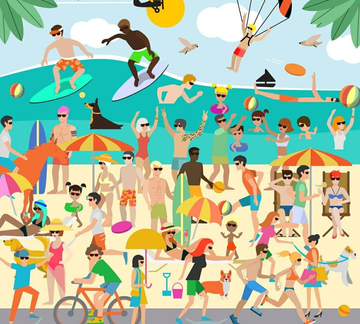 There’s an odd man out in this beach scene brain teaser... can YOU spot why?