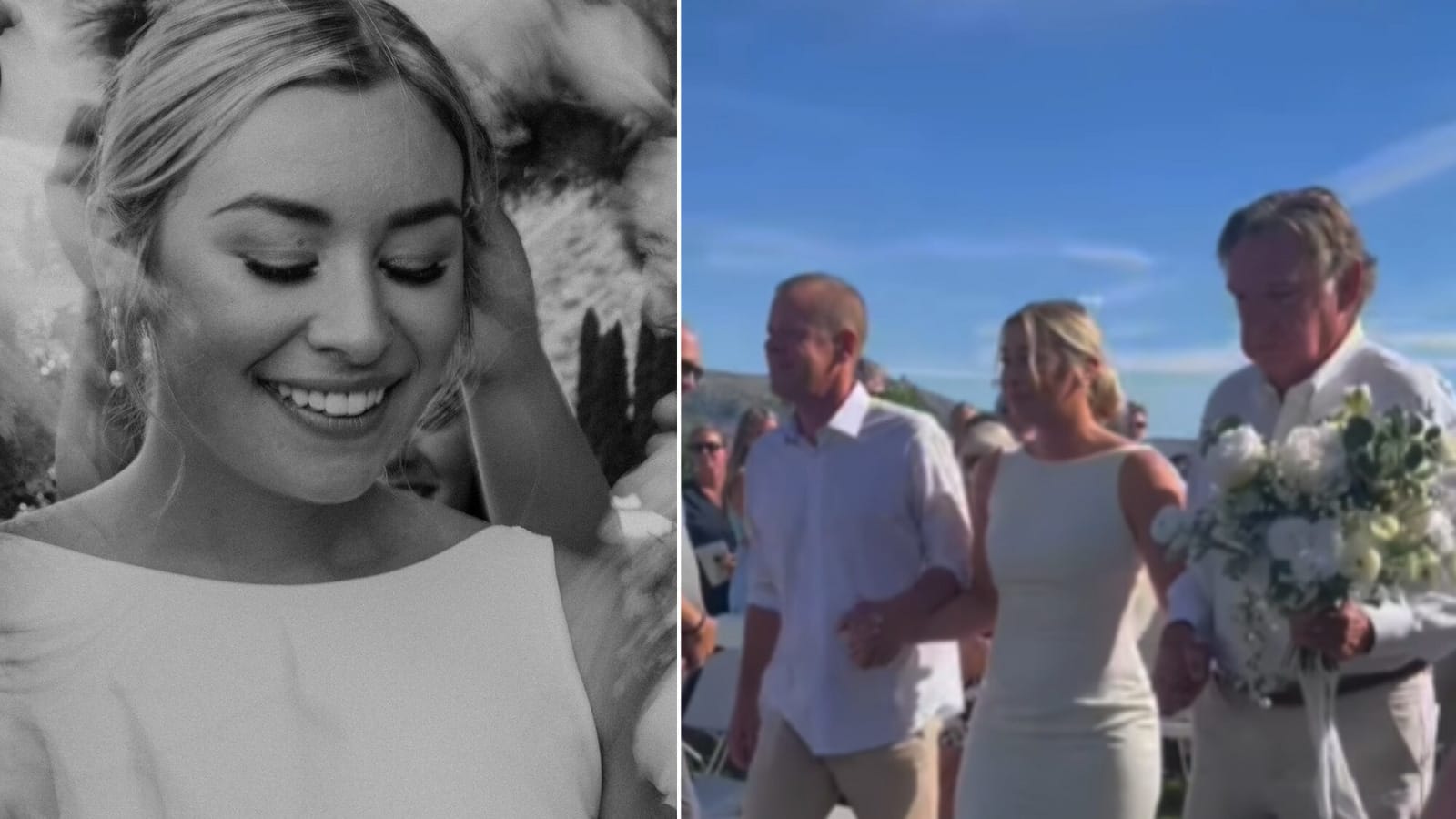 Bride asks 15 people to walk her down the aisle for this moving reason