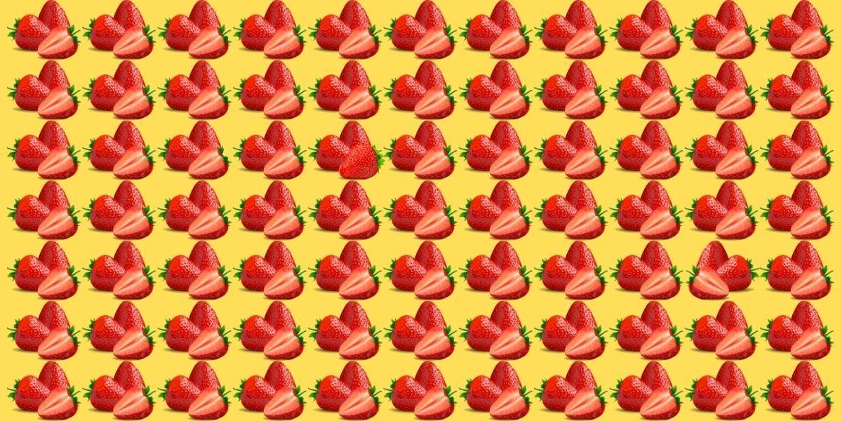Can you spot the 3 odd strawberries in less than 25 seconds? Take this thrilling visual brain teaser now!