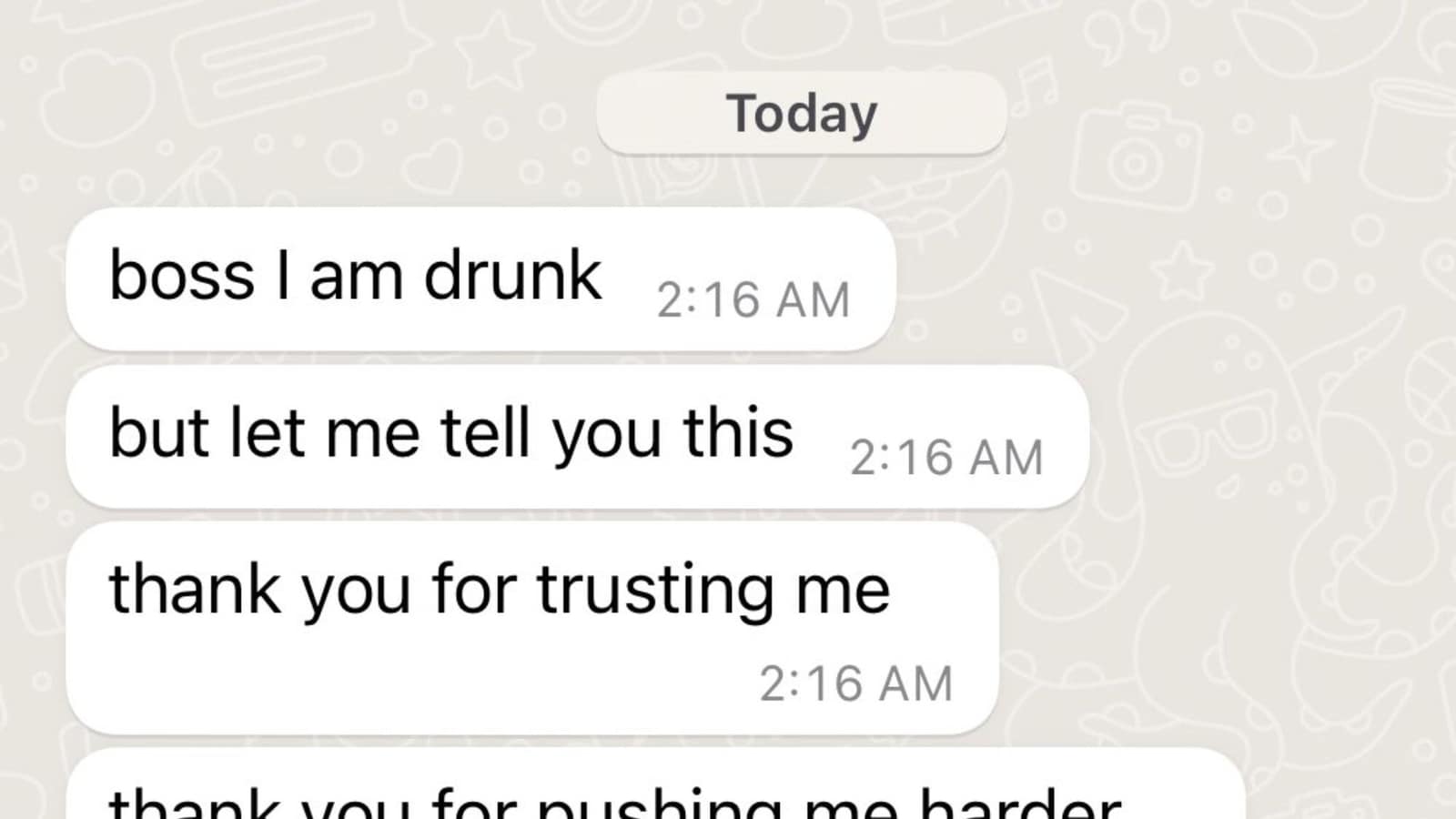 Employee texts boss after a few drinks, WhatsApp messages go viral