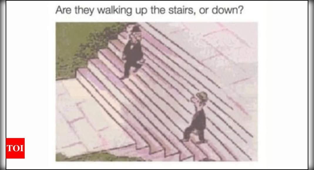 Optical Illusion: Are the men going up or down the stairs?