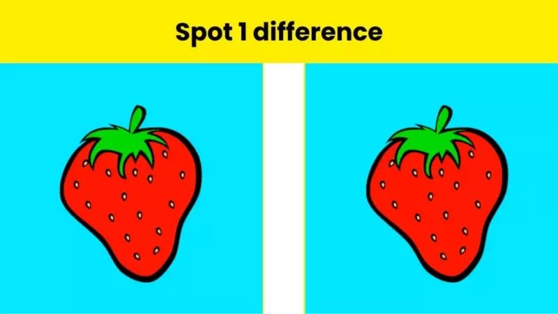 There is exactly one difference between the two strawberry pictures. Can you spot it in just 3 seconds?