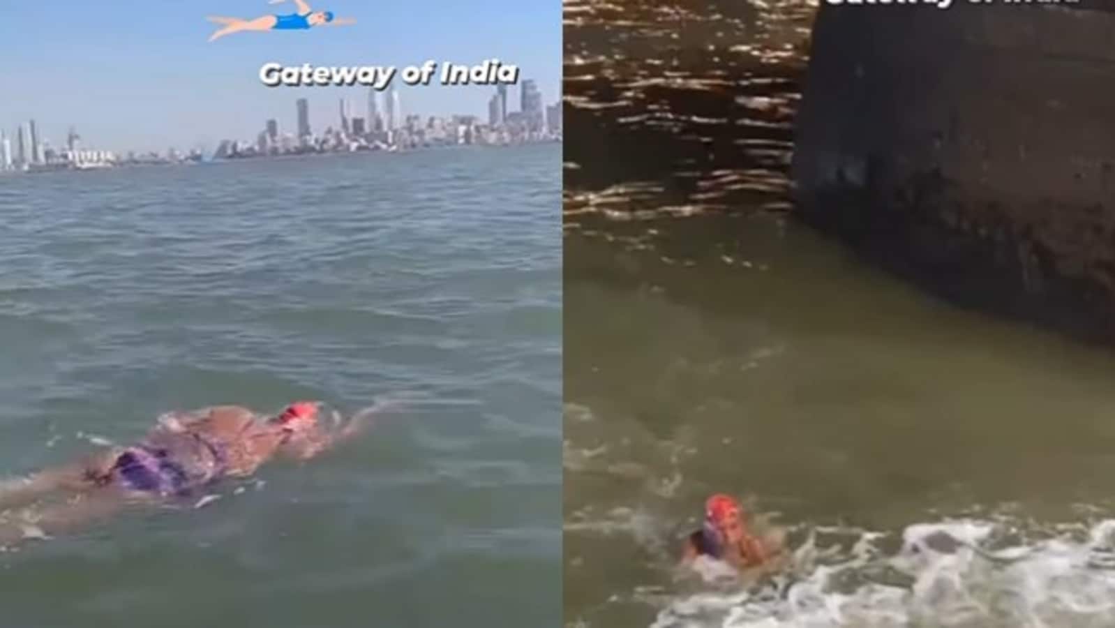 Woman swims 36 km from Worli Sea Link to Gateway of India. Watch
