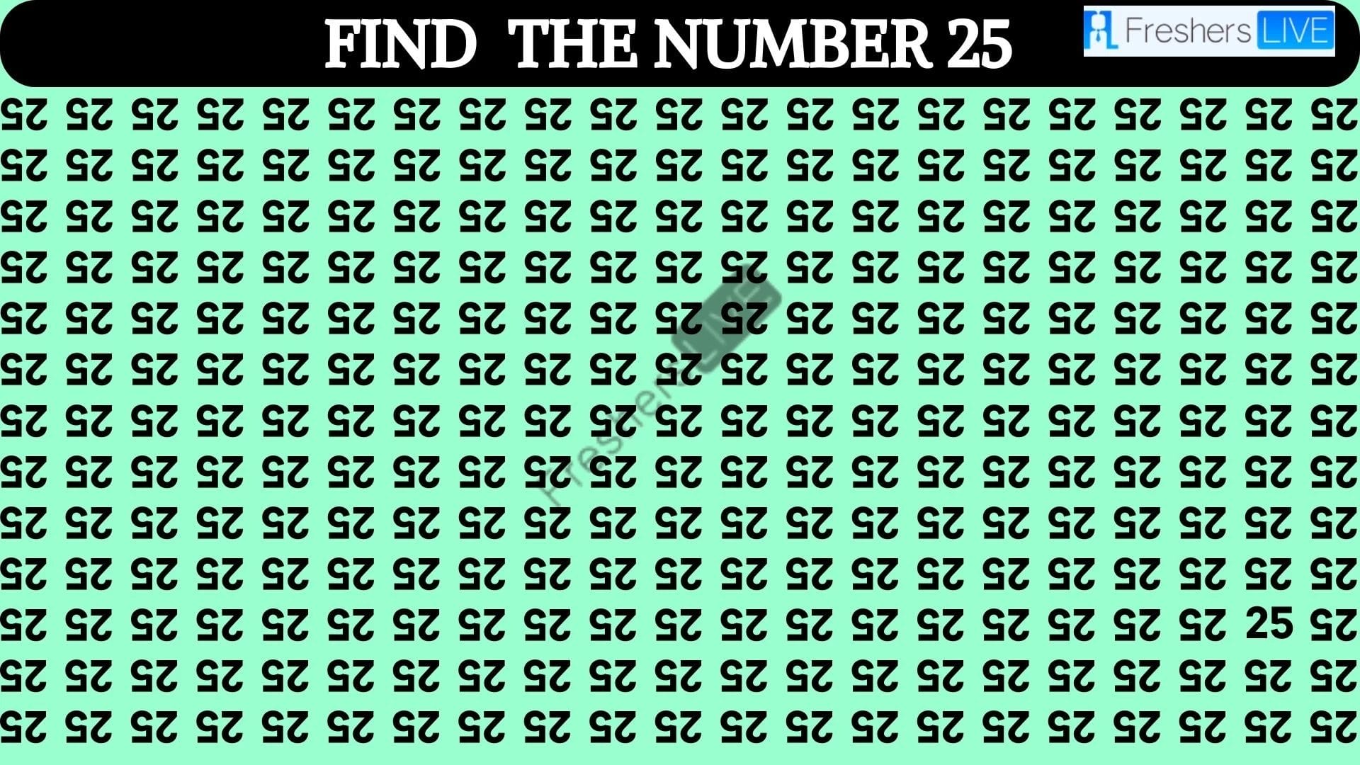 Only 50/50 HD Vision People can Find the the Number 25 in 12 Secs