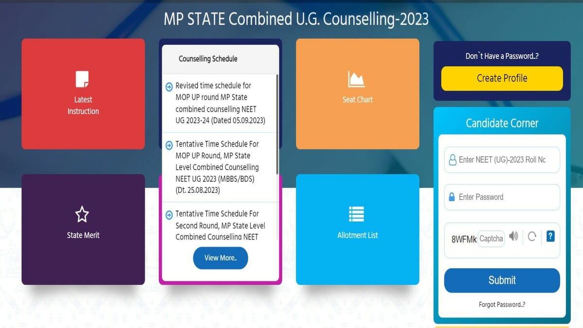 MP NEET UG Mop Up Round 2023 Choice Filling Option